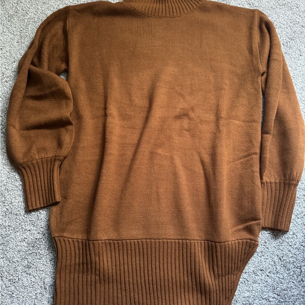 Pantora Sabrina Brown Asymmetric Knit Sweater Dress NWT